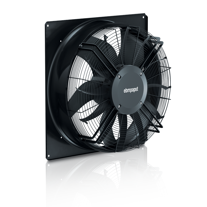 AxiBlade fan in housing, slight lateral view, with reflection