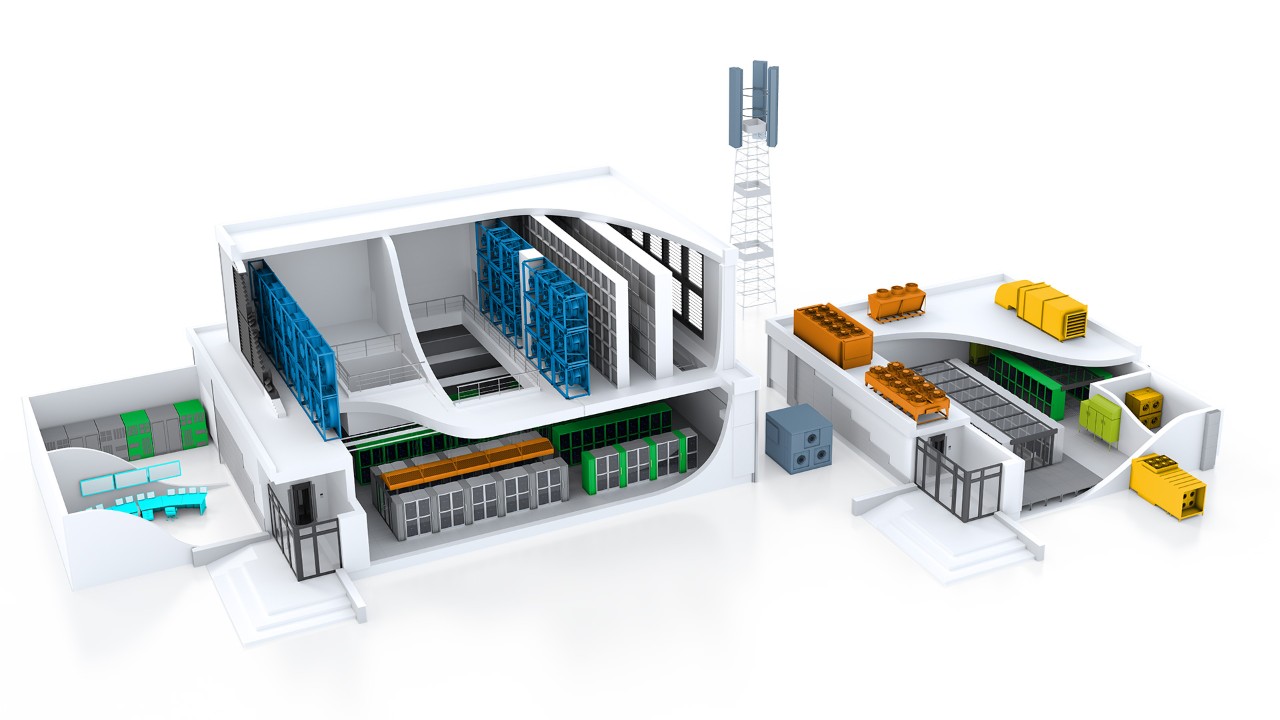 Cooling individual rows of servers through to modular designs with high air performance and cooling towers. 