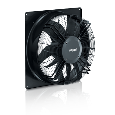 AxiBlade fan in housing, slight lateral view, with reflection