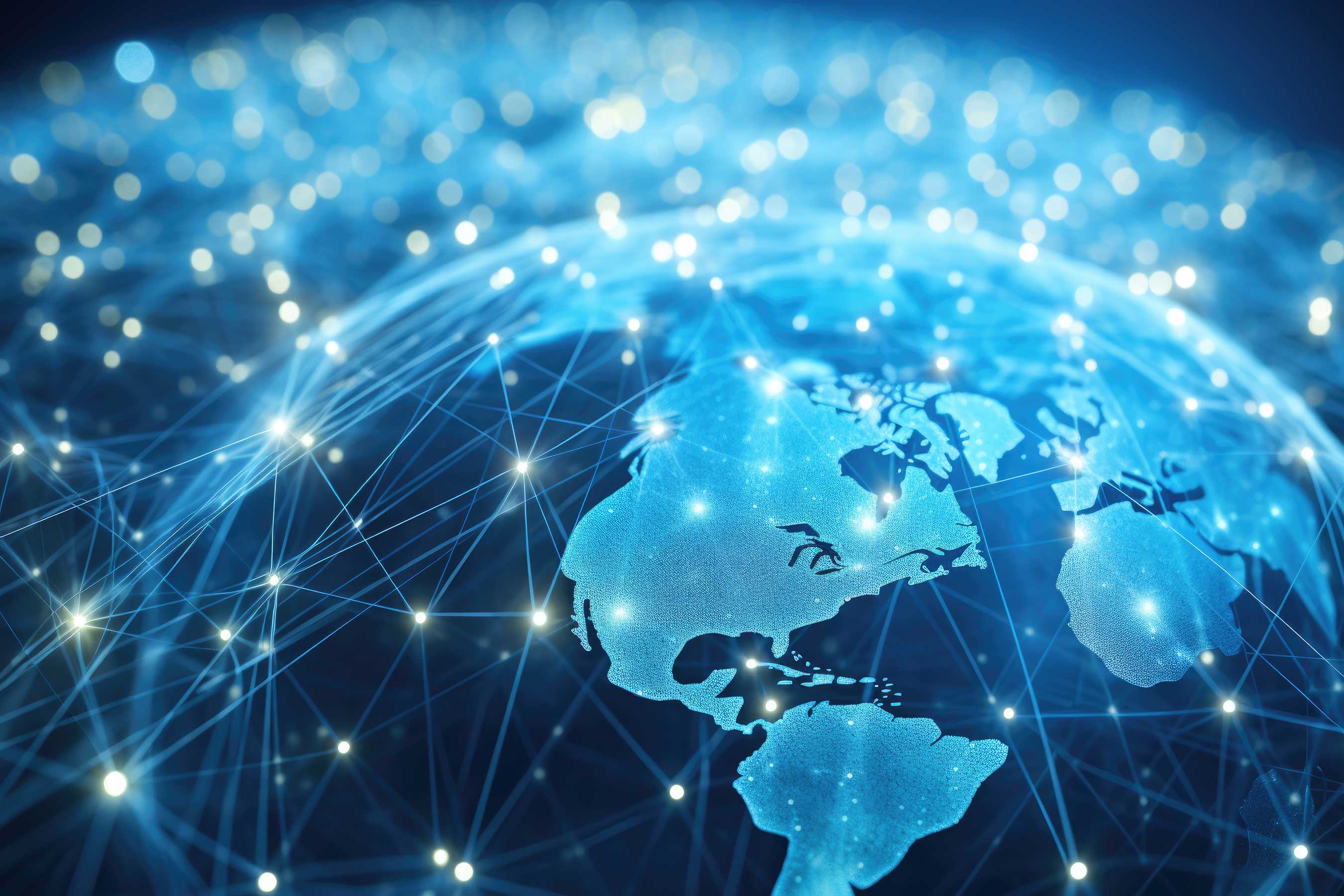 A detailed close up view of a globe showing various lines and dots. This image can be used to depict global connectivity, international relations, or geographical concepts.