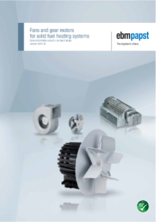 Fans and gear motors for solid fuel heating systems