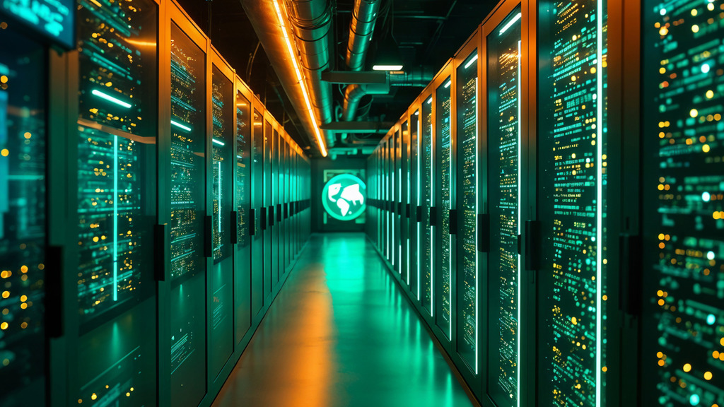 Data center with many servers